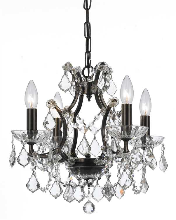 Crystorama Filmore 4 Light Crystal Bronze Mini Chandelier