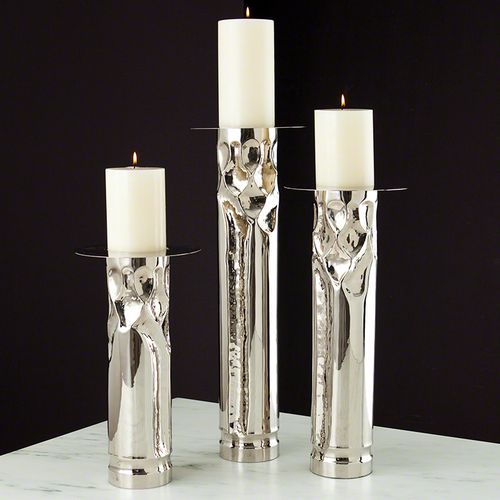 Global Views Arts And Crafts Nickel Candle Holder Medium 7491