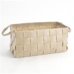 Global Views Soft Woven Leather Basket - Putty - Lg